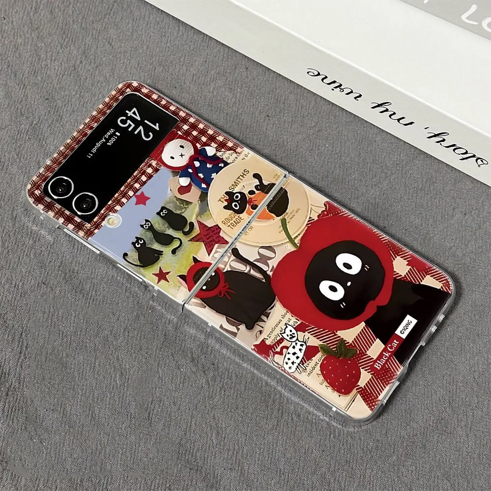 Funny Cute Black Cat Clear Folding Phone Case