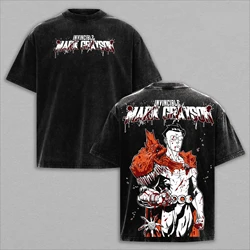 Vintage Washed Anime Invincible Graphic T - Shirt - 100% Cotton Short Sleeve Tee - S (Black)