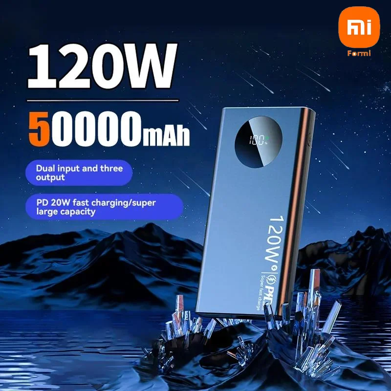 Per Xiaomi 50000Mah 120W Power Bank Ad Alta Capacità Ricarica Rapida Power Bank Caricabatteria Portatile Per Iphone Sansung Huawei