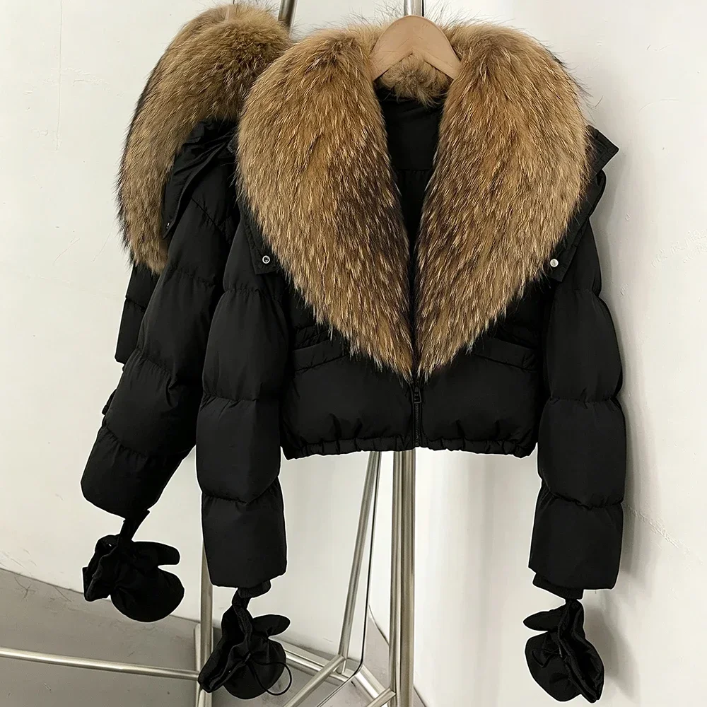 OFTBUY New Short Outerwear Hood Duck Down Luxury Real Fur Down Jacket with Removable Gloves Women Puffer Coat with Real Fox Fur