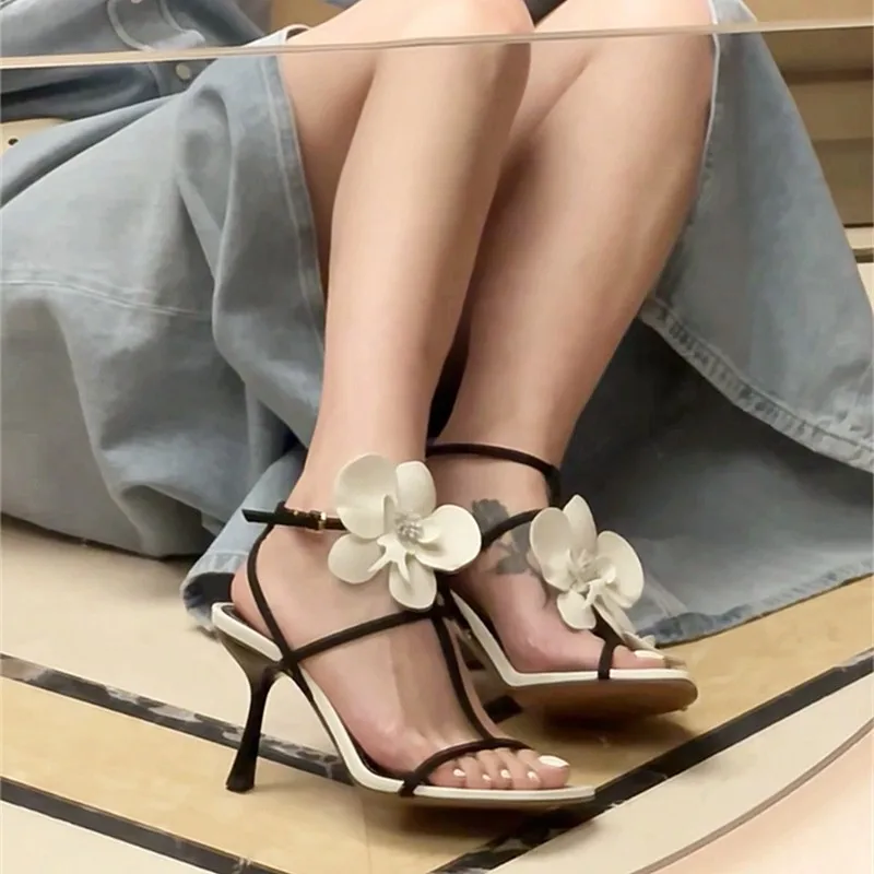 Flower Designer Sandals Women's Shoes Summer Slingback Sandals Women's Elegant Party Wedding Shoes Flower High Heels