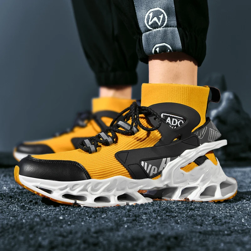 High-quality Fashion Shoes Men High-top Blade Sneakers Men Comfort Sock Sports Shoes Brand Design Big Size Walking Shoes Male