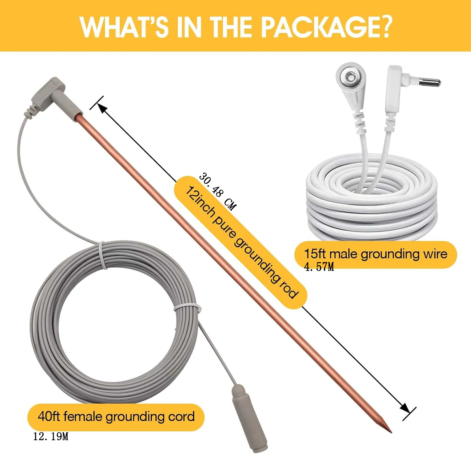 Copper Grounding Rod 40ft/12.19M Wire Earthing Rod Grounding illowcase Blankets Grounding Sheet