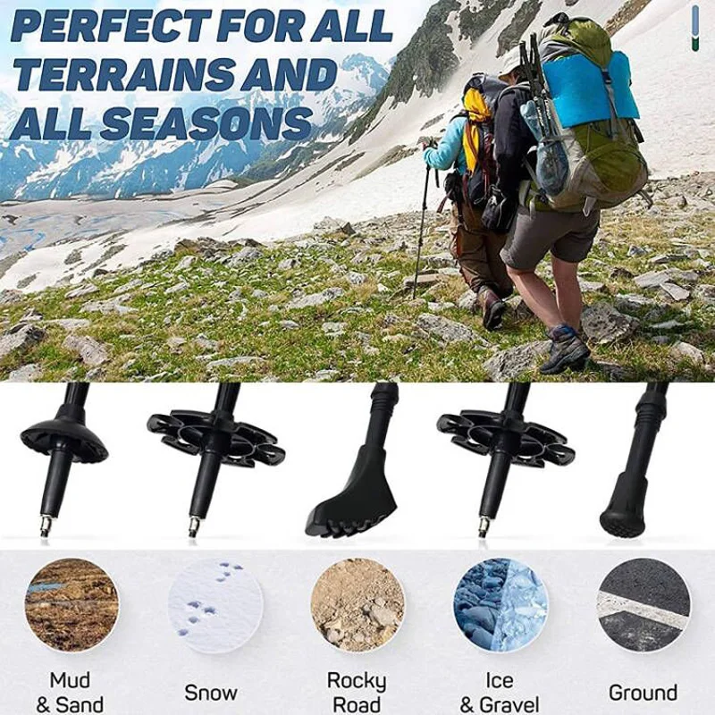 2Pcs Ultra-light Trekking Poles Telescopic Folding Poles Mountaineering Staffs Aluminum Alloy Cork Auxiliary Walking Sticks 6