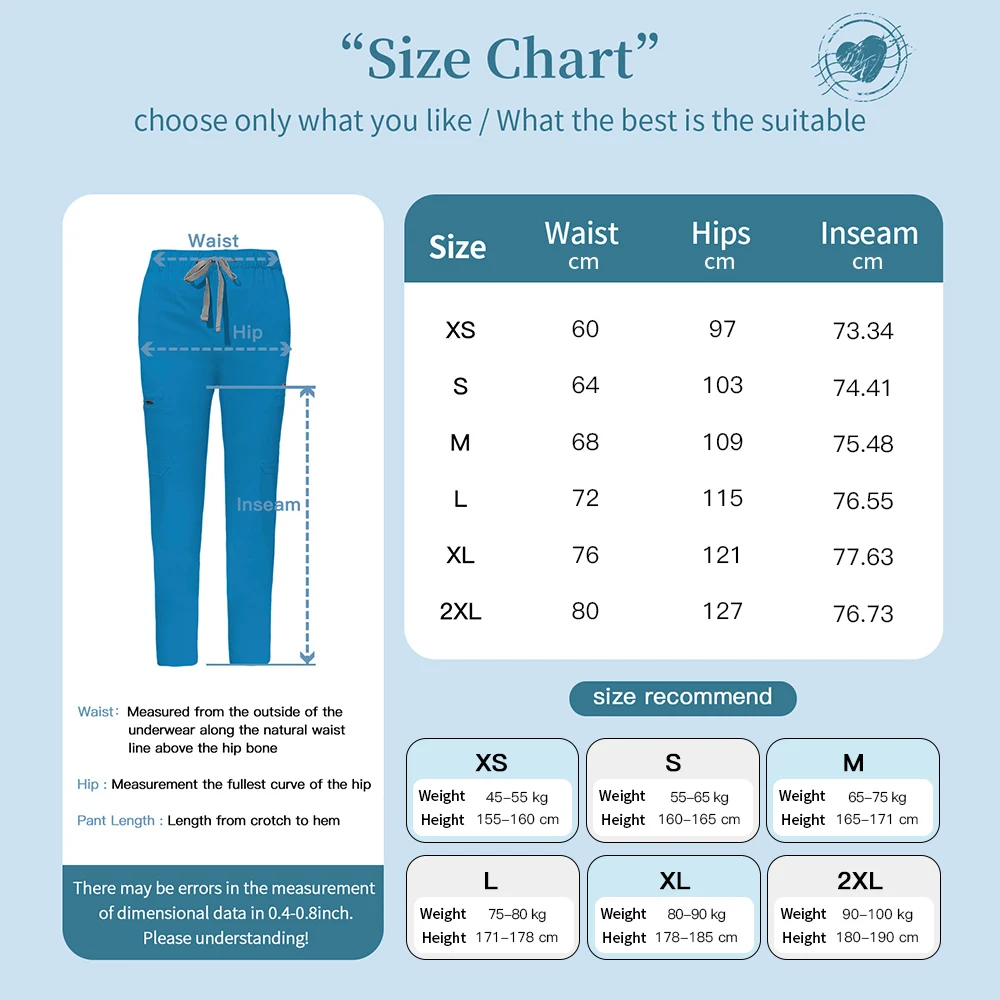 Medical scrubs Pet grooming veterinary uniform Hospital nursing pants Stretch fabric Trouser Elastic waist Beautician bottoms Scrubs pant Women