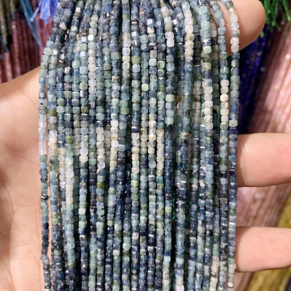 2x2mm natürliche farbige Turmalin Lapis Achat facettierte Würfelperlen quadratische Steinperlen für Schmuck DIY Herstellung Edelstein lose Bea – Detail 18