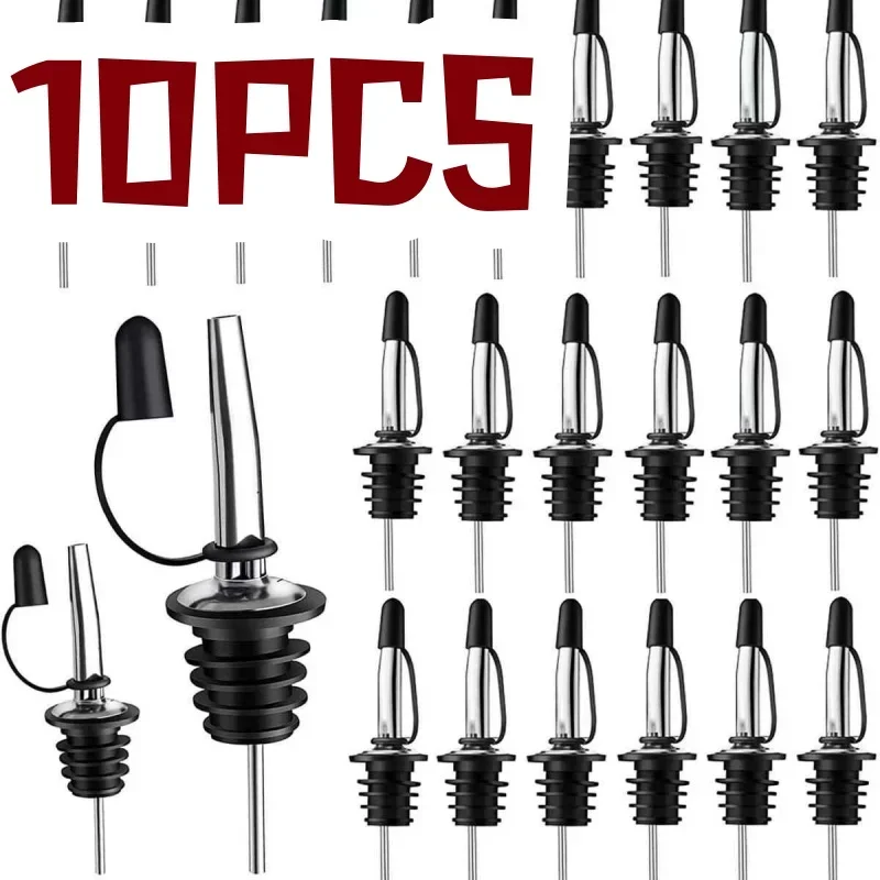 Stainless Steel Wine Pourer Olive Oil Stopper Cap Dispenser Spout Sauce Vinegar Auto Open Pourer Nozzle Wine Liquor Bottle Plug