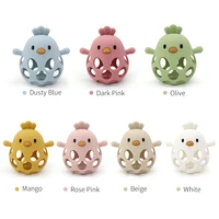 1PC Baby Silicone Teether Toys Cartoon Chick Shape Baby Toys Hollow Out Baby Care Equipment Chewing Training Baby Products 2