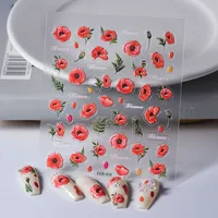 Colorful Nail Stickers Self Adhesive Nails Art Accessories Transfer Sliders Manicures DIY Flower Decals Deco Sticker Supplies 1