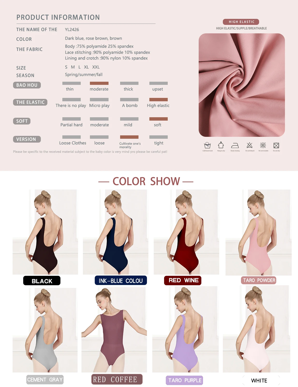 Ballett-Tanz Einteiler-Bodysuit Strumpfhose Damen-Body Trainingsanzug U-Ausschnitt Rückenfreier Basis-Trainingsanzug – Detail 2