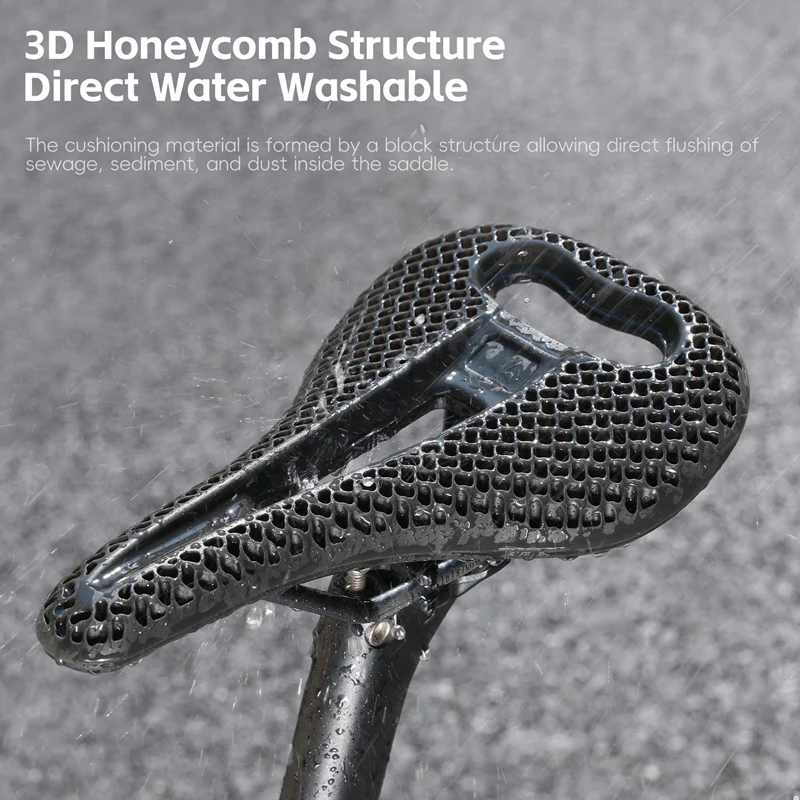 Enhanced Bicycle Saddle - 3D Honeycomb Hollow Design, Breathable & Comfortable with Shock Absorption for All-Terrain Riding