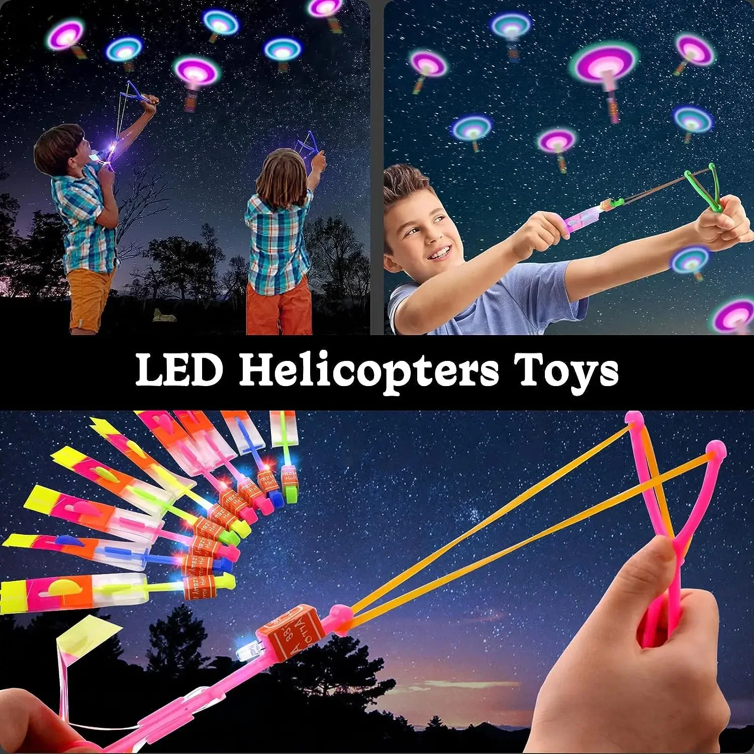 LED Luminous Slingshot Outdoor Flash Light Flying Arrows Flying Toys Helicopter Slingshots Catapult Kids Adults Toy Party Props children toys,flying toy