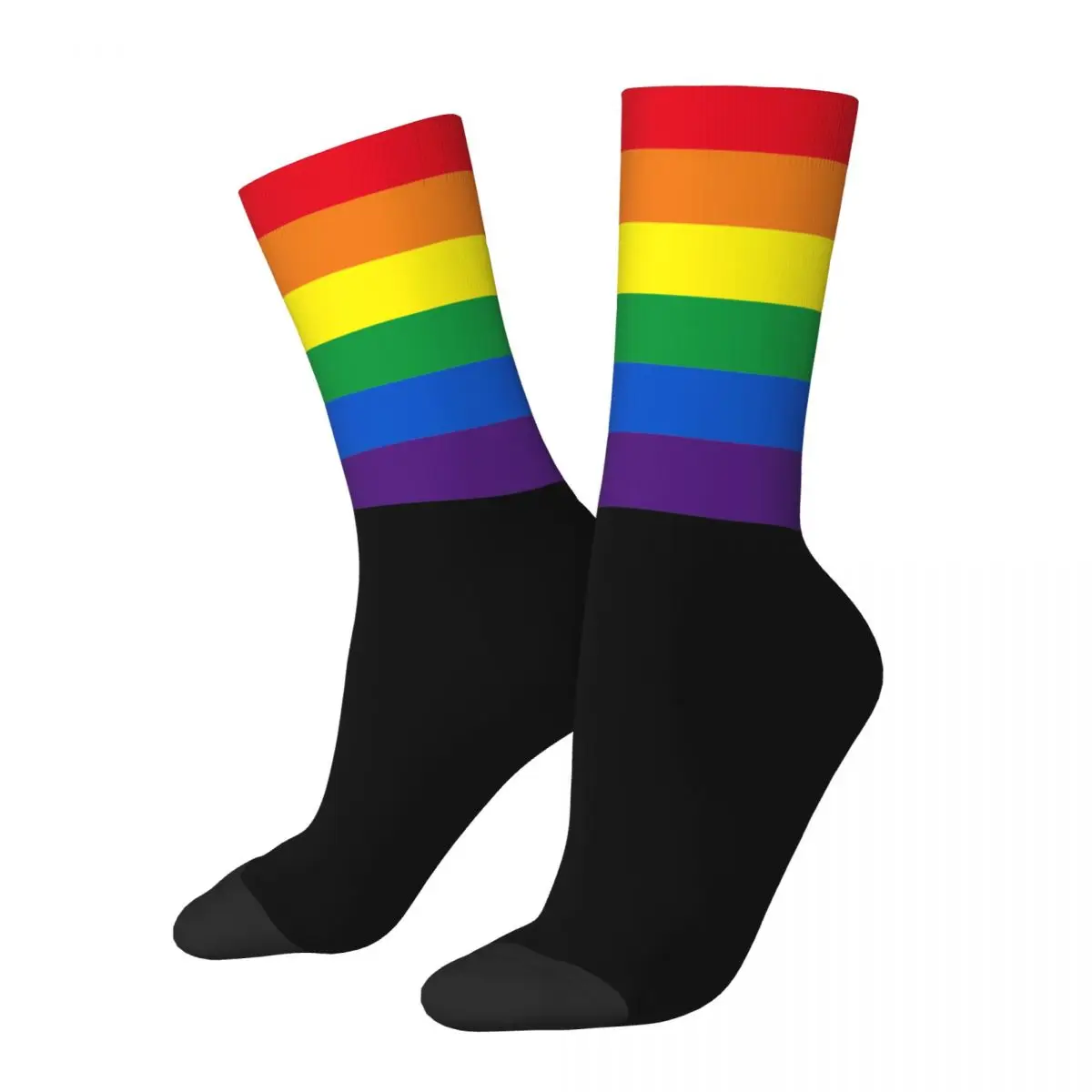 

Harajuku Pride Rainbow Stripes Colors Lgbt Gay Flag Sports Socks Polyester Long Socks for Women Men Non-slip