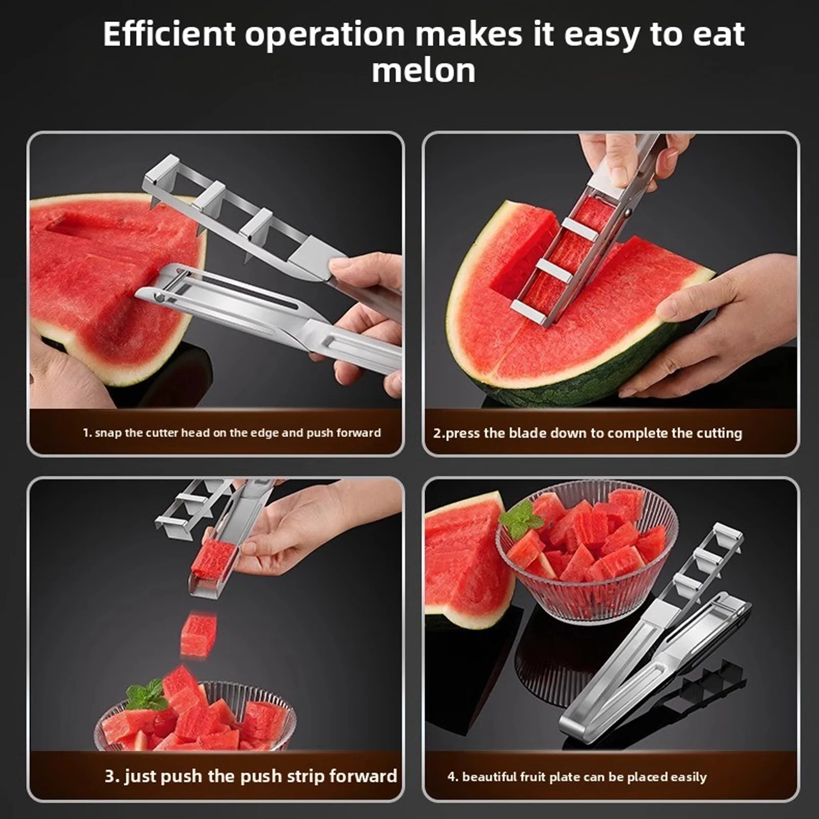 Fruit Cutter Melon Cube Melon Cutter Watermelon Cutter Grid Non Slip Multifunctional Detachable Melon Cube for Cantaloupe Papaya