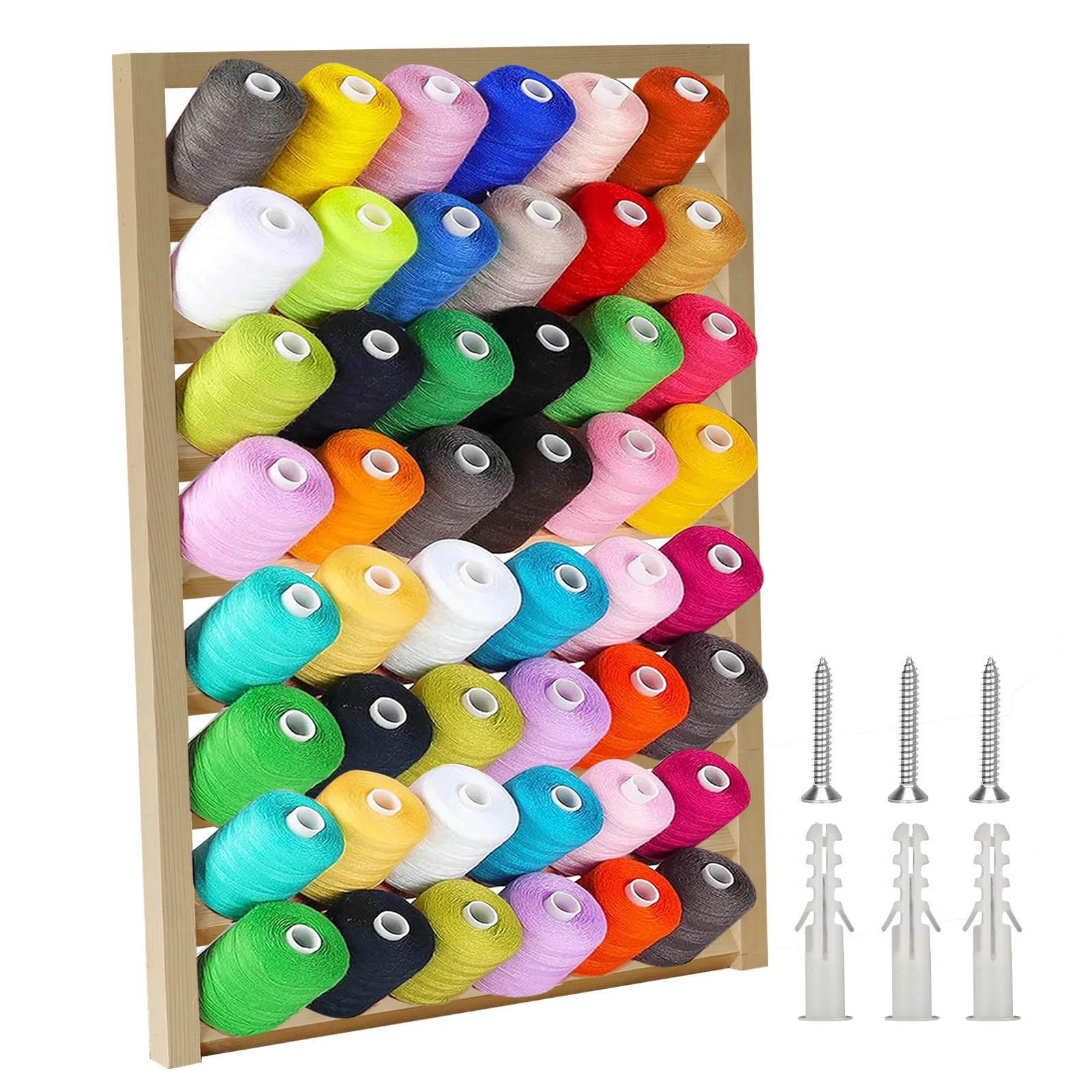 Description Picture 3 of itemWooden Sewing Thread Holder Storage Box 48/54 Spool Yarn Holder Home Embroidery Folding Frame Multiple Size Sewing Rack Organize
