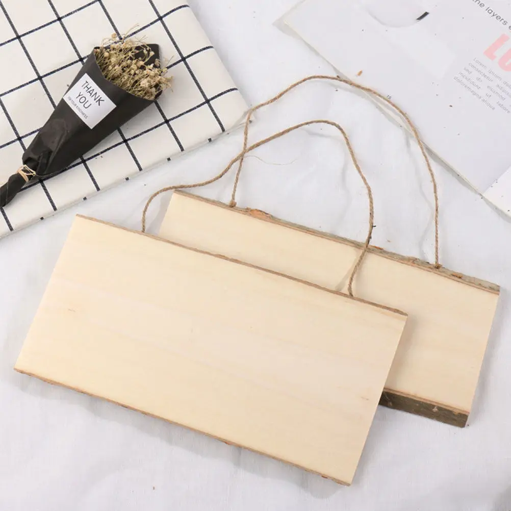 2Pcs 나무 벽걸이 보드 DIY 빈 메시지 보드 10x25cm 어린이를위한 부드러운 표면 그림 그리기 홈 카페 바 장식