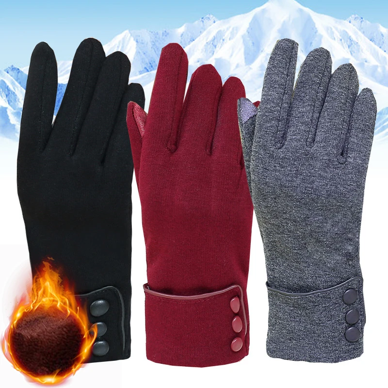 Winter Warm Touch Screen Gloves for Women Outdoor Sports Ski Cycling Thermal Fleece Cold Resistance Non-Slip Motorcycle Gloves