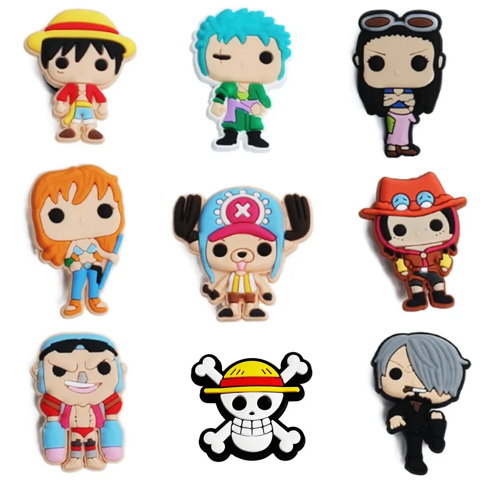 9-36 stücke Hot Toys Japanischen Anime Ein Stück Schuhe Charms PVC Cartoon Schuh Dekoration Zubehör Clog Sandalen Schnalle kinder Geschenk – Detail 8