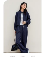 VIMLY 2 Piece Pant Set Woman Casual Outfits Women's Pant Suit 2025 Blue Stand-up Collar Jacket and Trouser Female Clothing A0119 - Image 5