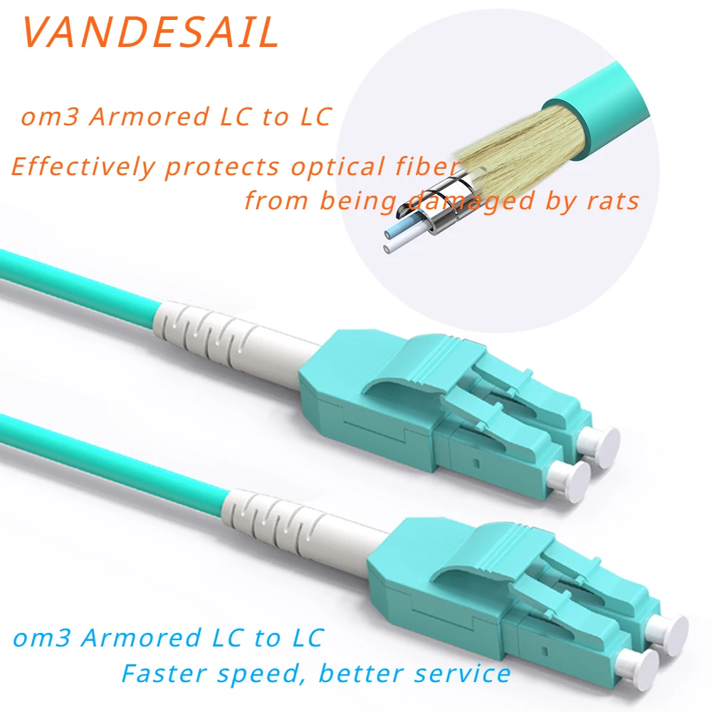 VANDESAIL Uniboot LC to LC OM3 Fiber Patch Cable, Armored MultiMode Fiber Optic Patch Cable Fiber Jumper Optical Patch Cord