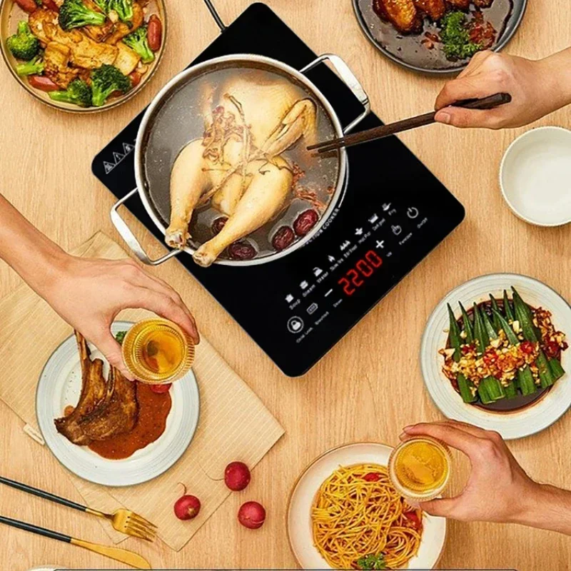 UK 220V Induction Cooktop 2200W Portable Induction Burner Home Smart Kitchen Touch Panel Countertop Burner, Cooker