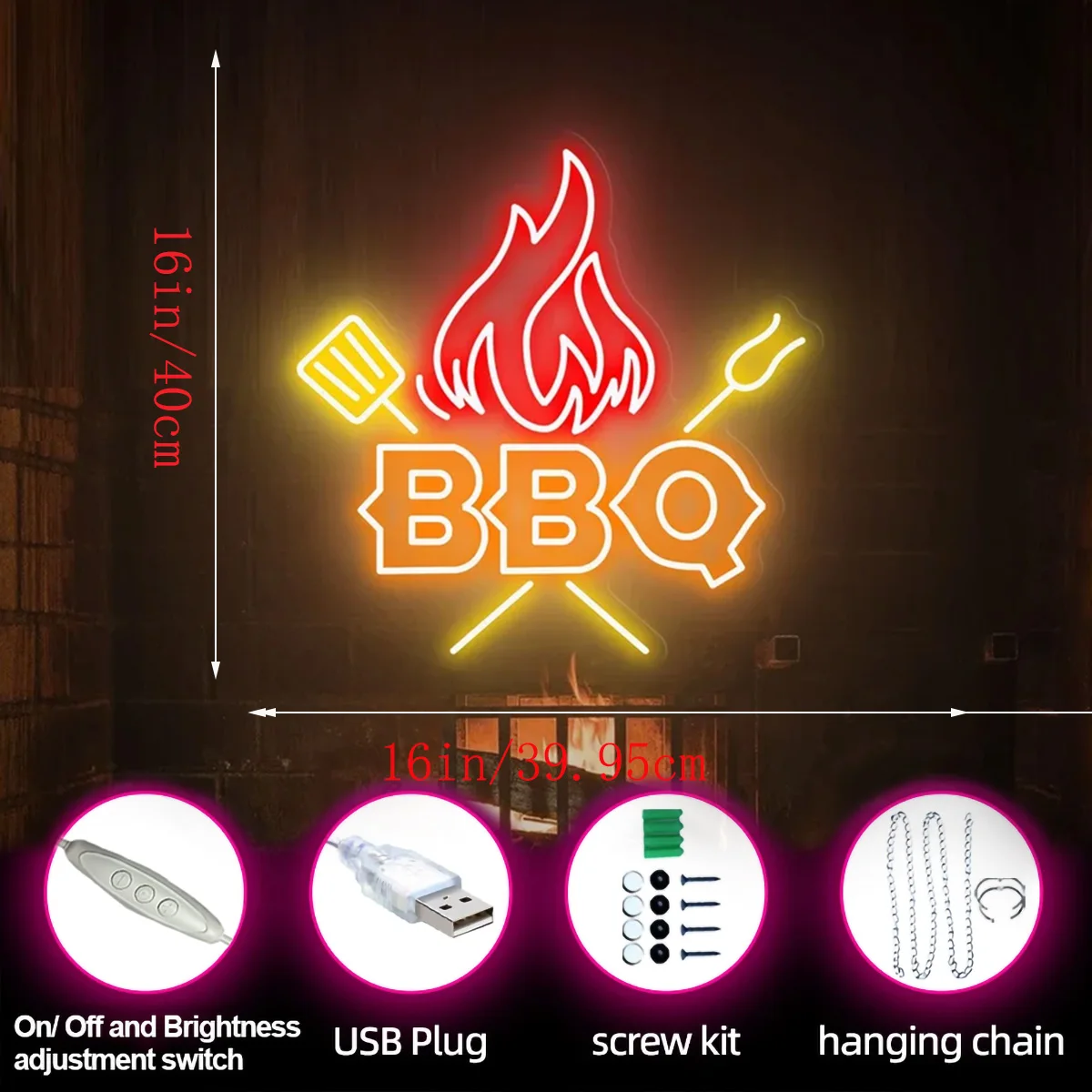 BBQ Neon Signs Barbecue Beer Bar Club Wall Decor Hanging Wedding Sign Birthday Gift Bedroom Game Room Neon