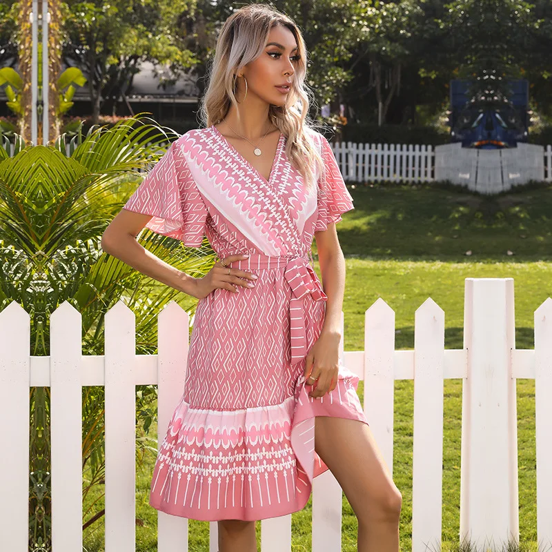 Summer Vintage Print Boho Dress 