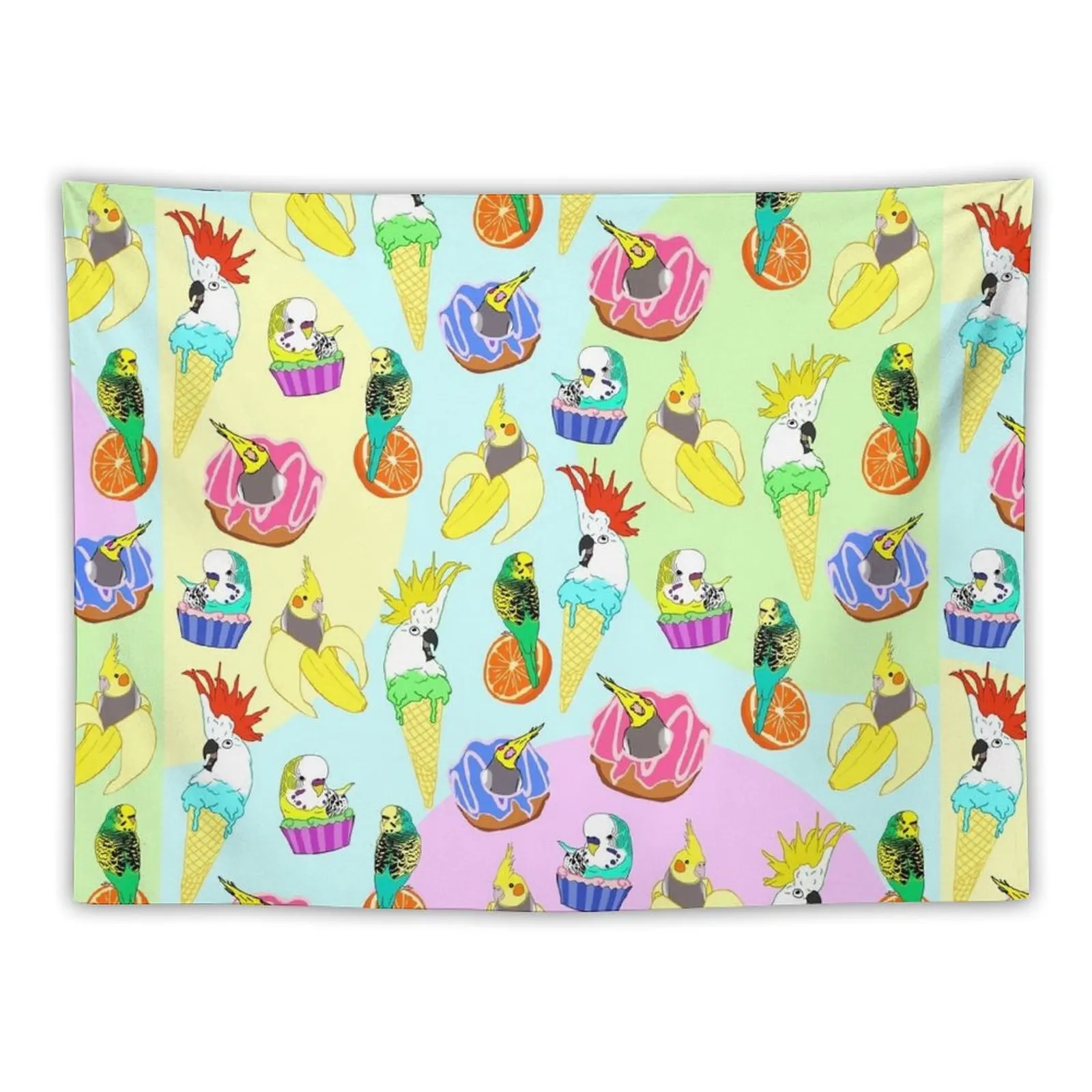 

food birb doodle pattern Tapestry Bedrooms Decorations Bedroom Decor Aesthetic Tapestry