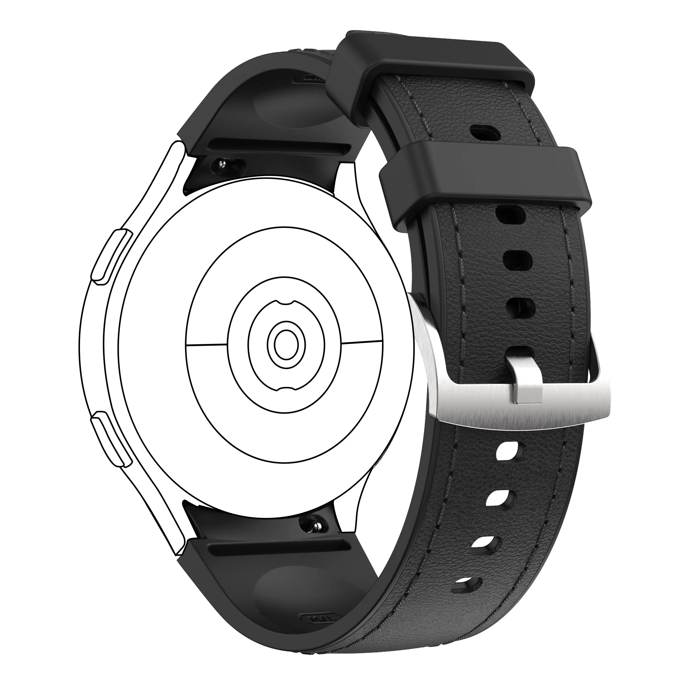 Premium Genuine-Like Leather Watch Strap with Secure Buckle - Classic and Durable Design