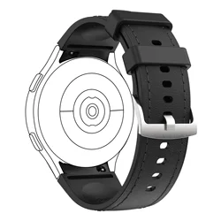 Premium Genuine - Like Leather Watch Strap with Secure Buckle - Classic and Durable Design - Galaxy Watch6 44mm (Black)