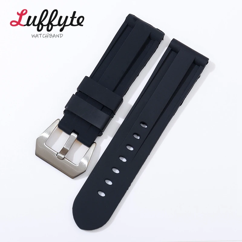 Waterproof Silicone Rubber Watch Band Strap with Stainless Steel Buckle - Multiple Color Options