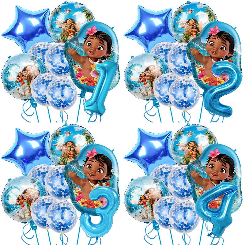 

Фольгированные воздушные шары Disney Moana, Аксессуары для дня рождения для девочек, 32 дюйма, синие цифры, детские игрушки для будущей мамы, подарок принцессе