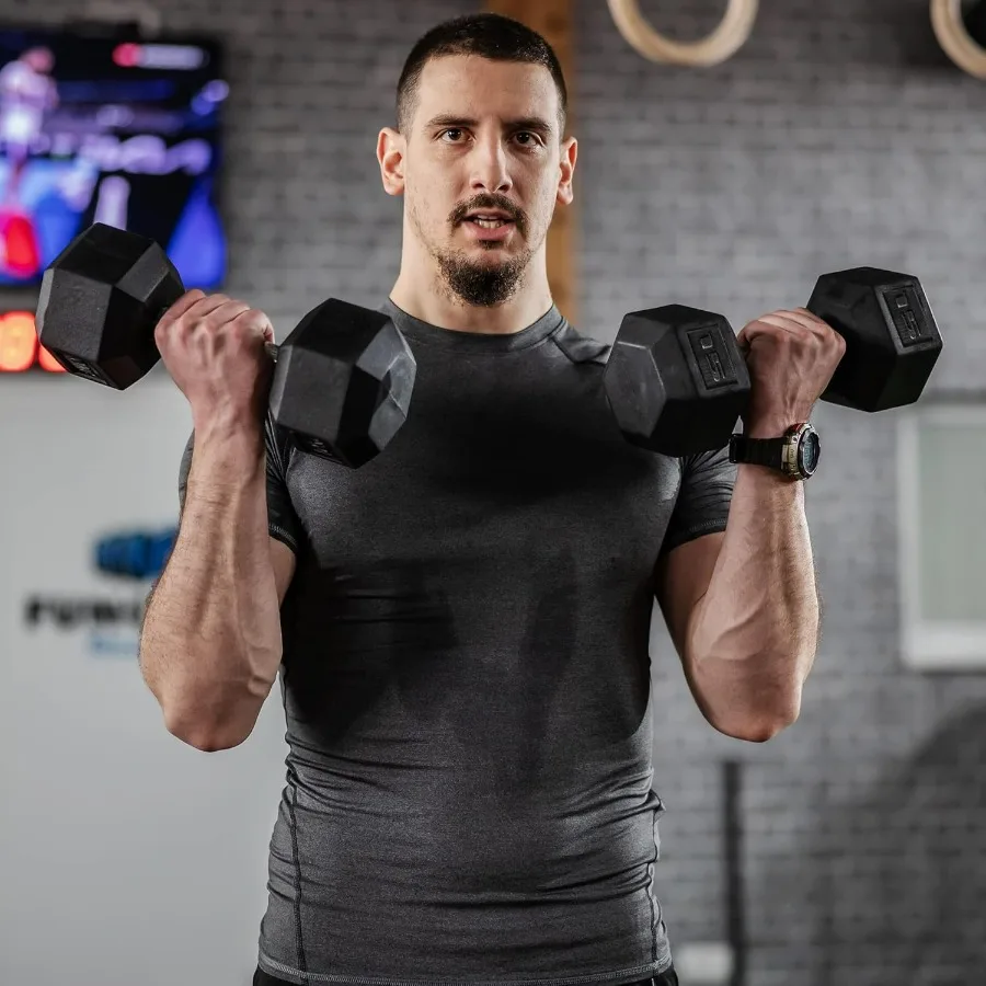 Hex Dumbbell Set of 2, Rubber Weights Exercise Fitness Dumbbell with Non-Slip Handles, Anti-roll, for Women or Men Home Gym Work