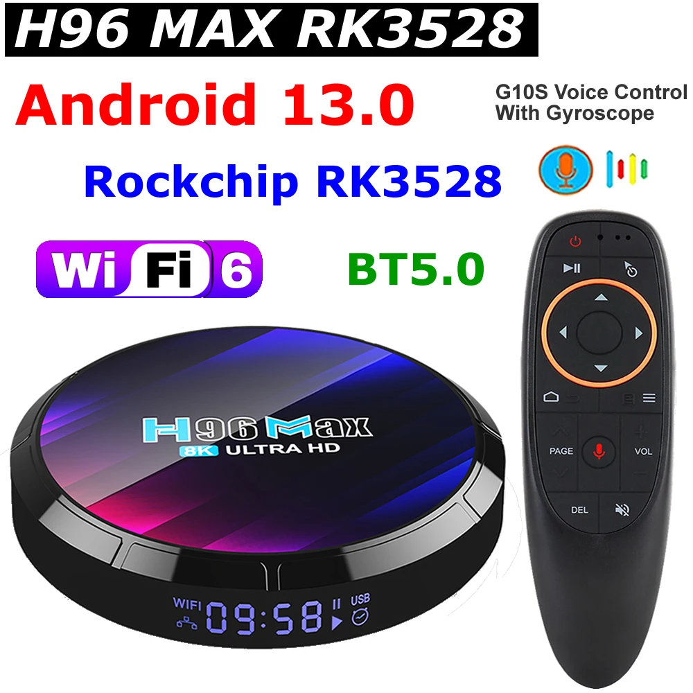 

Android 13.0 TV BOX H96 MAX RK3528 Rockchip RK3528 MAX 4GB 64GB Support 8K Video Decoding WIFI 6 BT5.0 3D 4K HDR10 Set Top Box