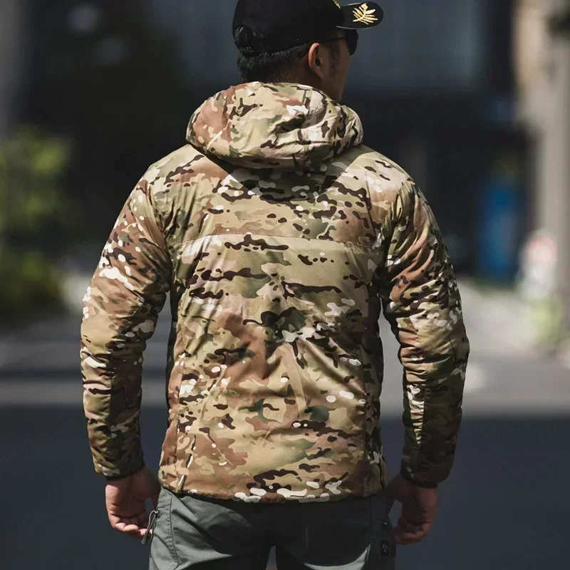 Camouflage Tactical Cotton Clothing Jacket Mens Winter Outdoor Windproof Warm Hooded Windbreaker Coat Training Hiking Clothes
