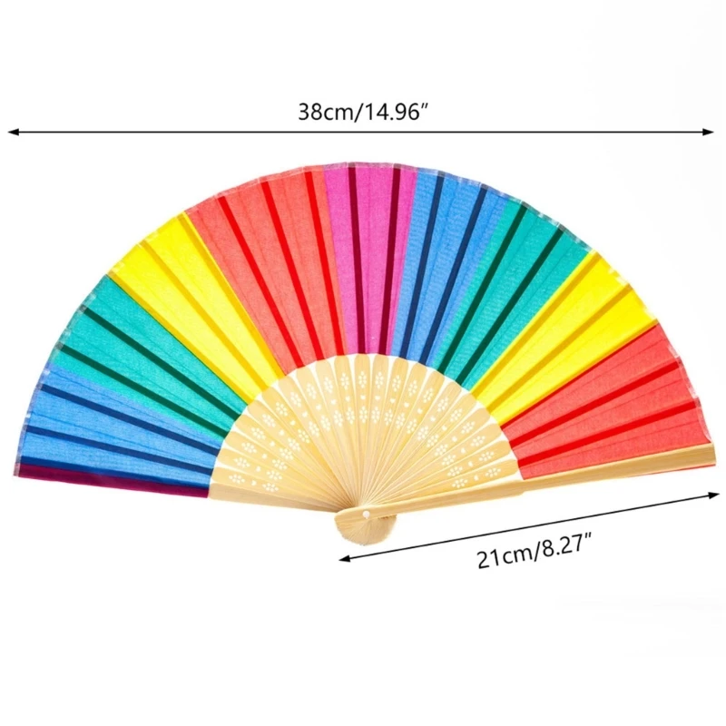 Rainbow Folding Hand Fans Bamboos Foldable Hand Fan Chinese KungFu Fans Elegant Gift for Woman Girls Lady Decoration 270F folding fan hand fan kung fu fan