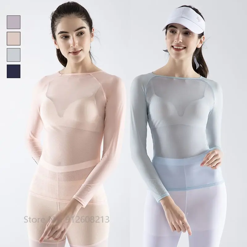Women Tops Women Golf Polo Shirt Swan Love Golf Women Tops Sports T-shirt Ladies Sun Protected Ice Silk Golf Shirt Skinny Cooling Underwear Anti-UV Slim Tops