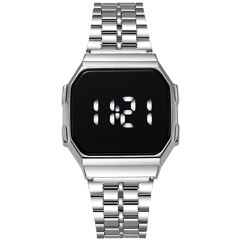 Fashion Luxury LED Electronic Touch Women Watch New Digital Display Men Watches  Metal Steel Strip Wristwatch Retro Style Clock