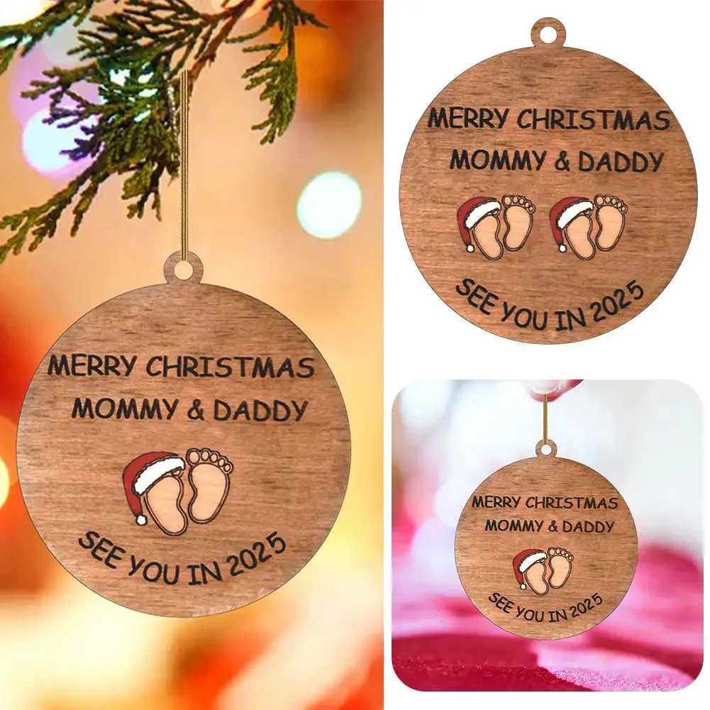 Merry Christmas Mommy And Daddy Ornament Family Ornament Christmas Tree Decorations Baby Announcement Board See You In 2025