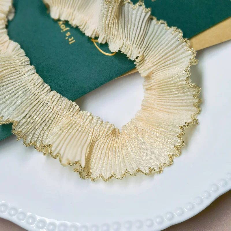 Lace Fabric Lace Ribbon Lace Garment Accessories Lace Sewing Supplies Chiffon Lace Fabric Lace Decoration Lace Accessories Lace Sewing Accessories Clothing Accessories 18-color Chiffon Folds Dog Teeth Gold Thread Border Lace DIY Clothes Hat Home Textile Ornaments Multi-purpose Sewing Accessories
