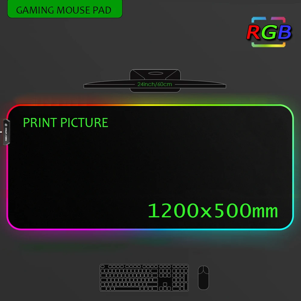 Huge Gaming Mouse Mat Custom Mouse Pad Rgb Slipmat Backlit Mat 1200x600 Mausepad Anime Led Light 100x50 Gamer Carpet Deskmat XXL