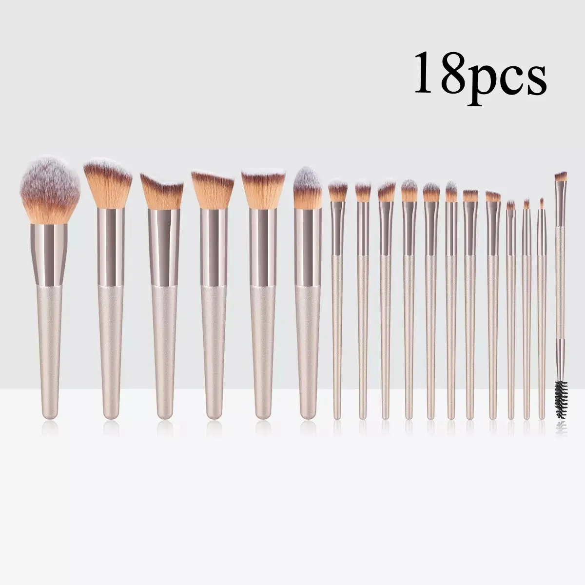 Luxurious Champagne Makeup Brush Set for Women - Complete Beauty Tools Collection