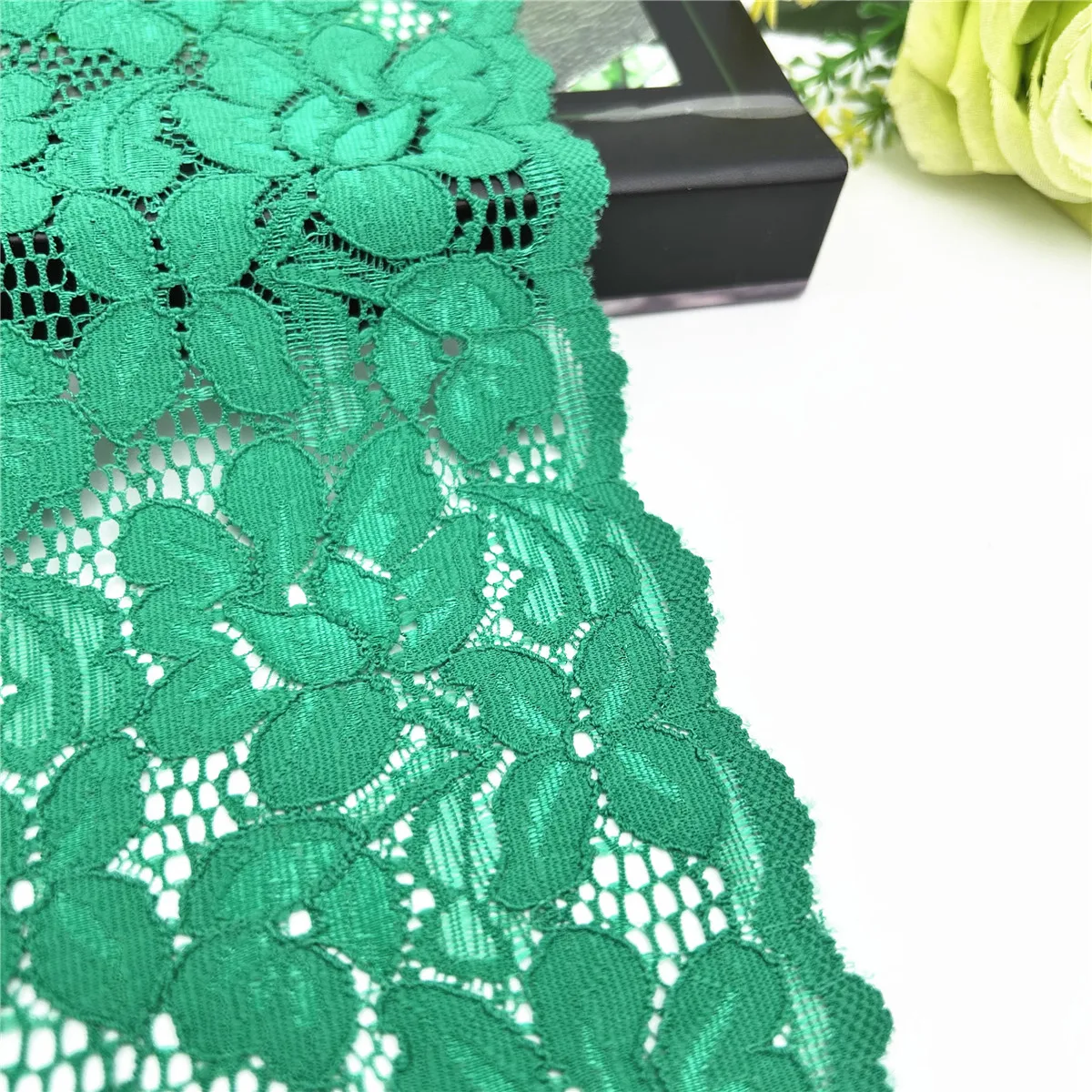 5y/lot Width 14cm Green Stretch Lace Trim 2