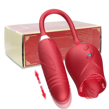Rose Vibrator for Women Clitoris Stimulator Oral Tongue Licking With Dildo Thrusting Vibrating Egg Sex Toys Female Masturbator 1