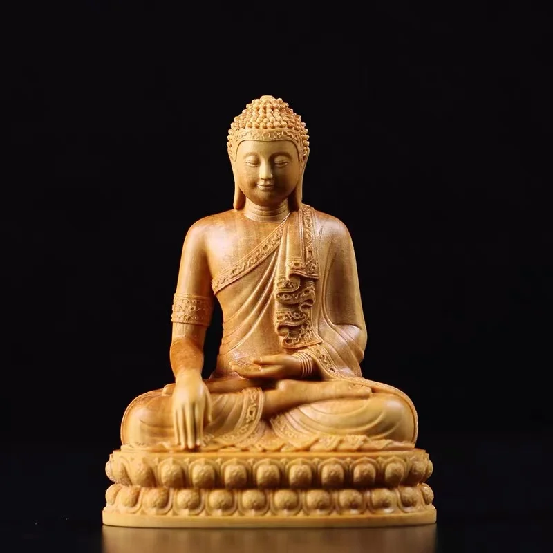 

XS287-10X7.5X4.5 CM Boxwood Buddha Figurine Carving : Mini Thailand Shakyamuni