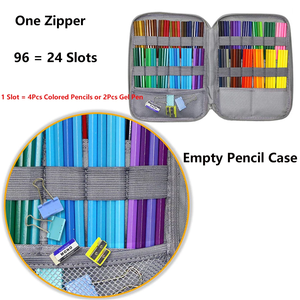 Large Capacity 96 / 192 Slots Multi-Layers Zipper Pen Organizer