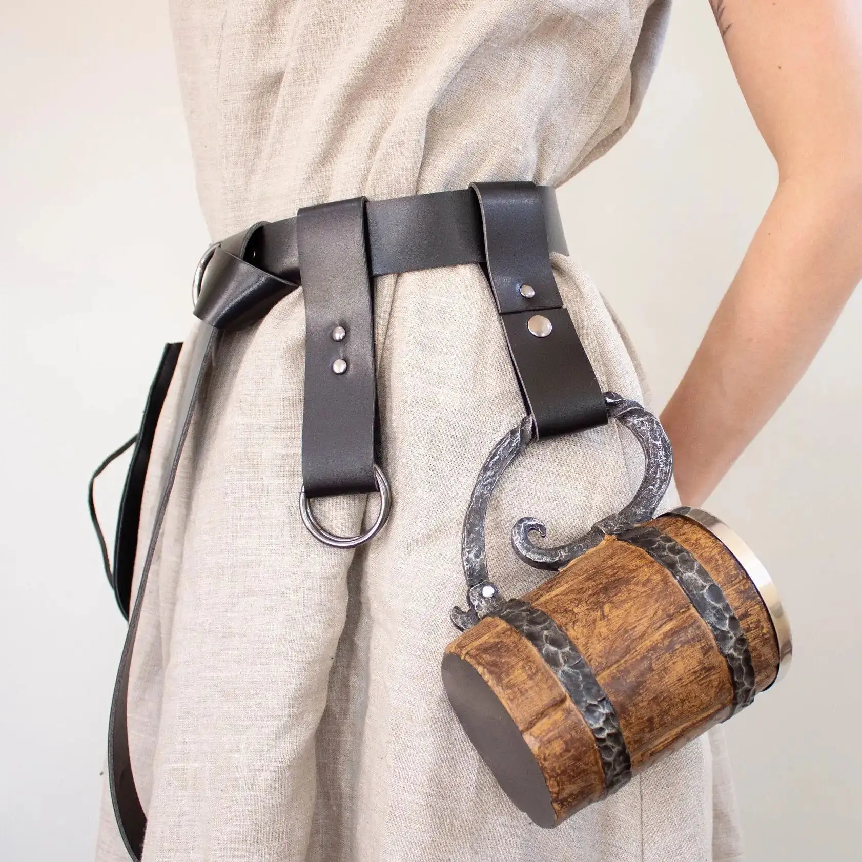 Cintur-n-Medieval-de-doble-anillo-para-vestido-cintur-n-de-cuero-PU-g ...