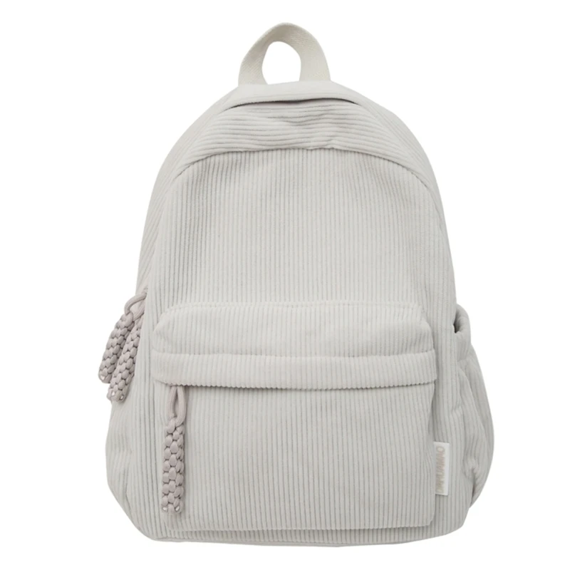 School Backpack Solid Color Shoulder Bag Large Capacity Bookbags for Girl Student Corduroy Rucksack Versatile Book Bags 2
