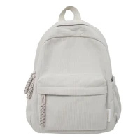 School Backpack Solid Color Shoulder Bag Large Capacity Bookbags for Girl Student Corduroy Rucksack Versatile Book Bags 2