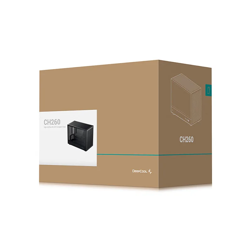 DEEPCOOL CH260 컴퓨터 케이스 M-ATX 백 플러그 마더보드는 360Water Cooling ATX 전원 공급 장치 Type-C 인터페이스 데스크탑을 지원합니다.